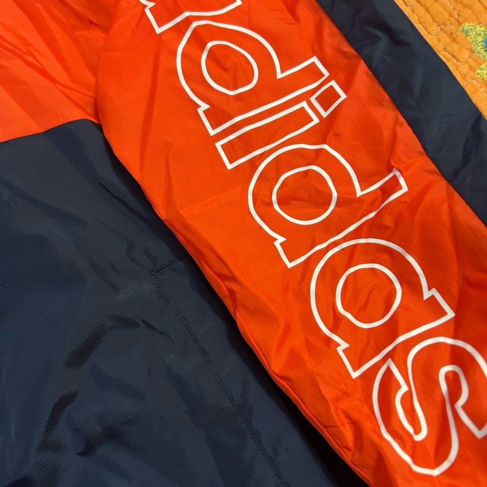 Adidas Orange Navy Blue Full-Zip Windbreaker Boys‎ Jacket - Picture 4 of 6